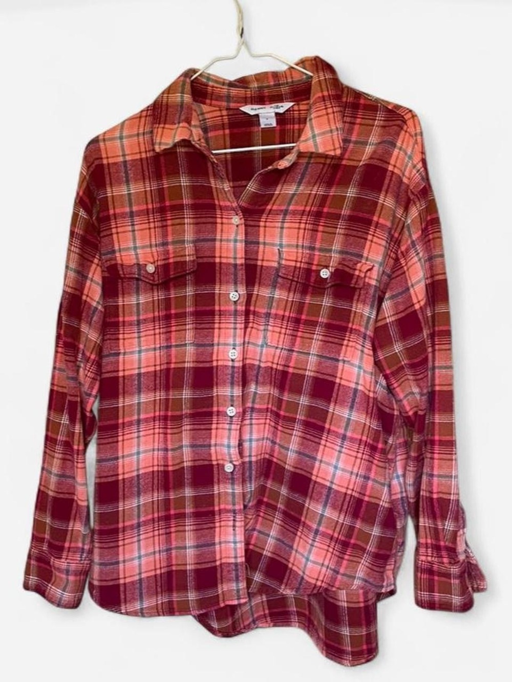 Old Navy Red and Pink Plaid Button-Down Shirt